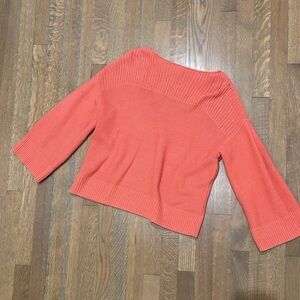 Loft Boat Neck Cotton Sweater Orange Coral Size Small